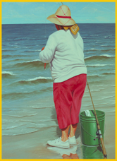 Woman Fishing on Pier